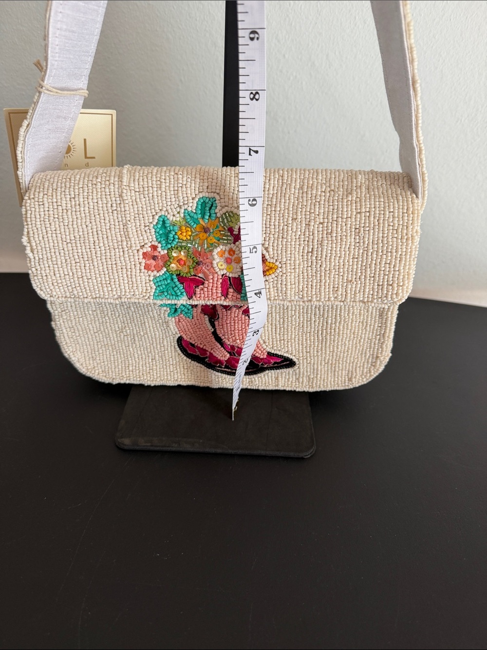 SOL and MĒR | Cowgirl Western Chic Pink Boot/Floral Beaded Shoulder Bag - Picture 13 of 14